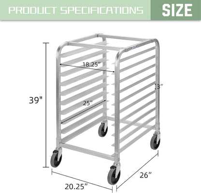 Hally Bun Pan Rack 10 Tier with Wheels Commercial Bakery Racking Aluminum