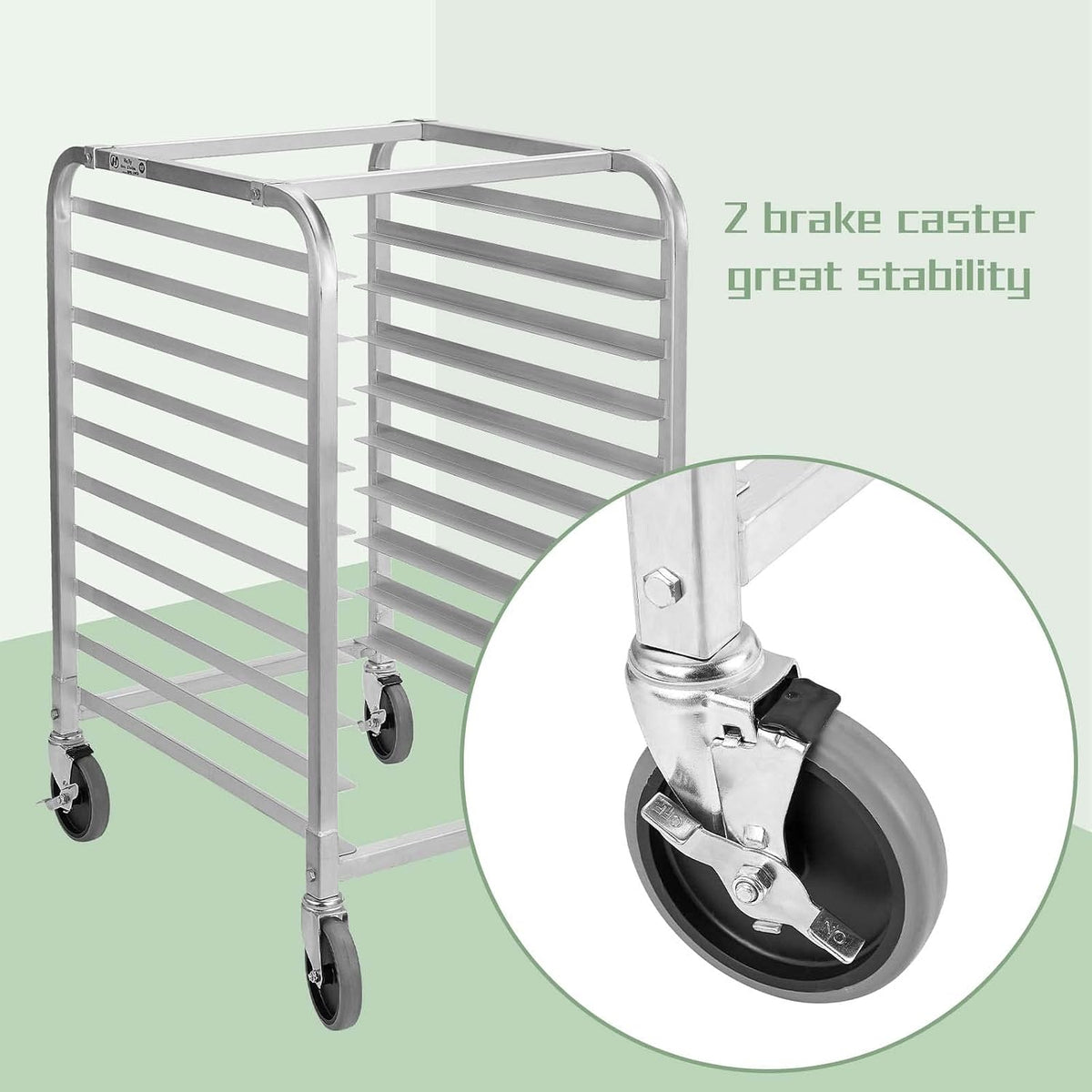 Hally Bun Pan Rack 10 Tier with Wheels Commercial Bakery Racking Aluminum