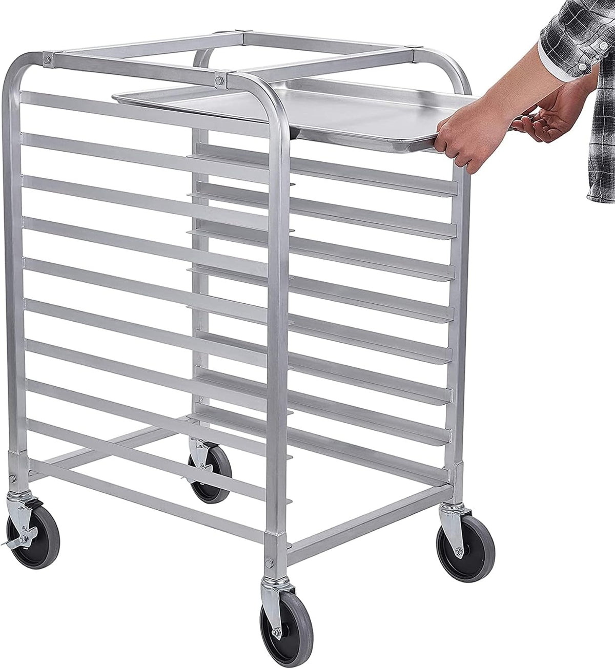 Hally Bun Pan Rack 10 Tier with Wheels Commercial Bakery Racking Aluminum