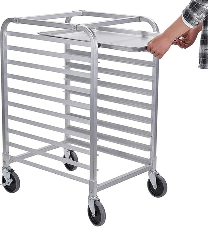 Hally Bun Pan Rack 10 Tier with Wheels Commercial Bakery Racking Aluminum