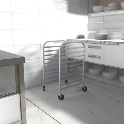 Hally Bun Pan Rack 10 Tier with Wheels Commercial Bakery Racking Aluminum