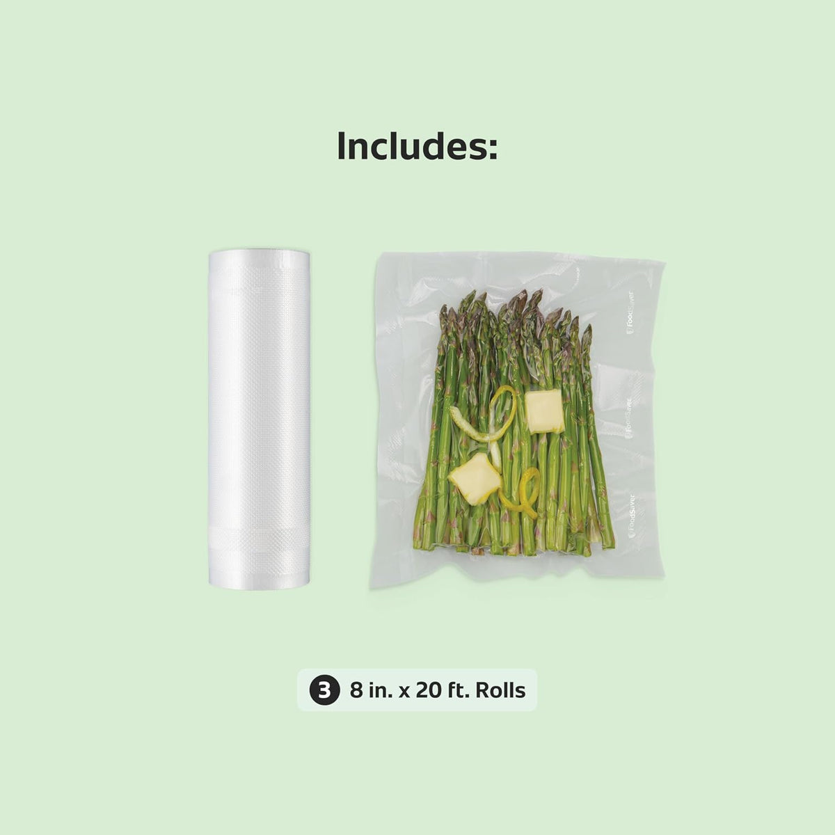 Custom Length Vacuum Sealer Bags Multipack, 5 Count Rolls for Airtight Food Storage and Sous Vide - Compatible with , 8 (2 Pack) and 11 (3 Pack)