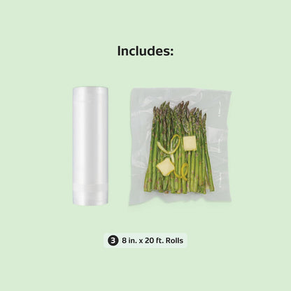 Custom Length Vacuum Sealer Bags Multipack, 5 Count Rolls for Airtight Food Storage and Sous Vide - Compatible with , 8 (2 Pack) and 11 (3 Pack)