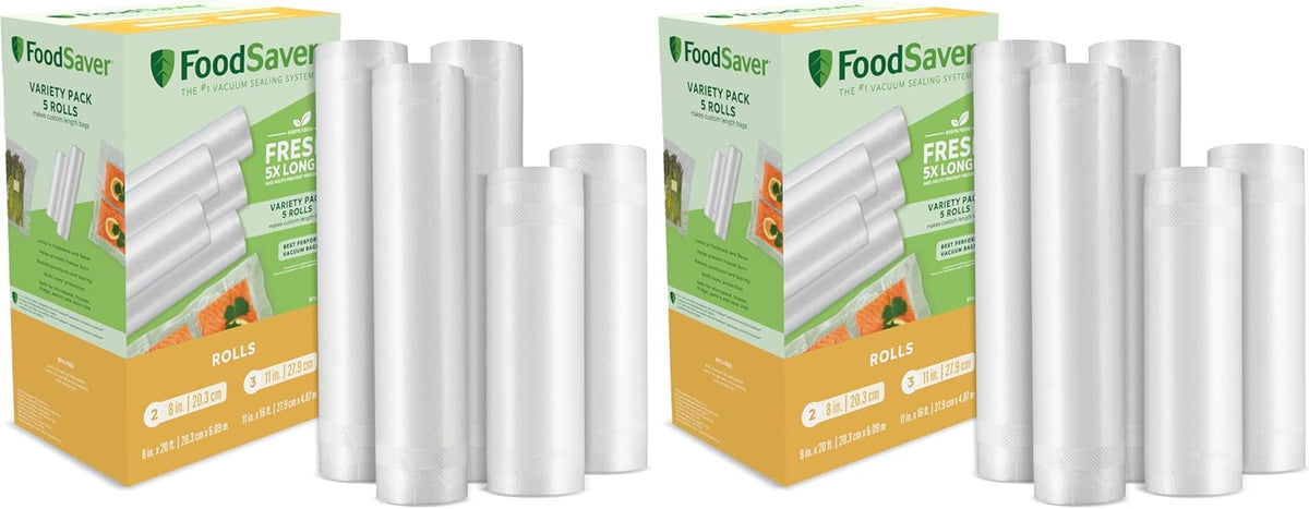 Custom Length Vacuum Sealer Bags Multipack, 5 Count Rolls for Airtight Food Storage and Sous Vide - Compatible with , 8 (2 Pack) and 11 (3 Pack)