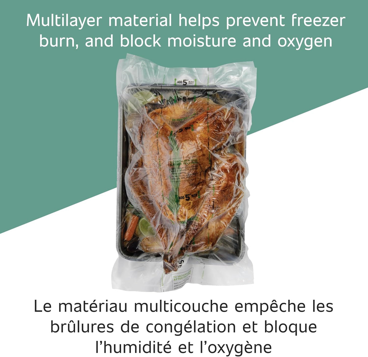 Custom Length Vacuum Sealer Bags Multipack, 5 Count Rolls for Airtight Food Storage and Sous Vide - Compatible with , 8 (2 Pack) and 11 (3 Pack)