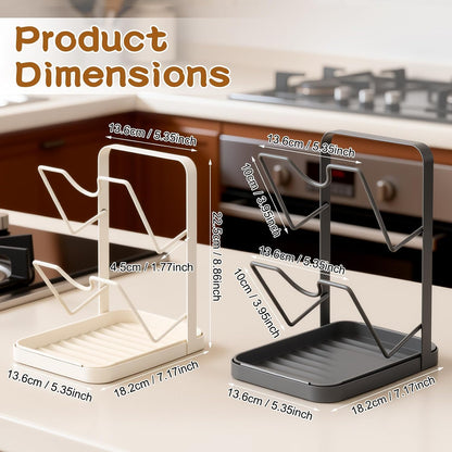 Kitchen Pot Lid Storage Rack, Double-Layer Pot Lid Organizer with Removable Drip Tray,Pot Lid Holder While Cooking,Space-Saving kitchen Countertop Organizer Storage for Pots Pans & Cutting Boards