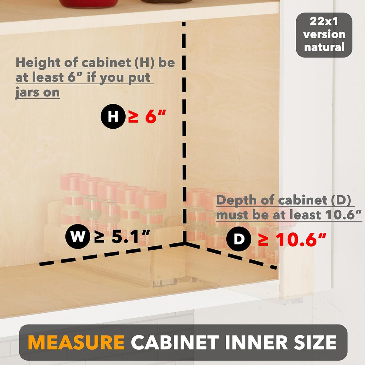 Bamboo Pull Out Spice Rack Organizer for Cabinet, Heavy Duty Slide Out Seasoning Kitchen Pantry Sliding Vertical Organization, 7.6" Wide, 3 Drawers(2" Wide), 2-Tier, Natural