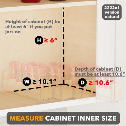 Bamboo Pull Out Spice Rack Organizer for Cabinet, Heavy Duty Slide Out Seasoning Kitchen Pantry Sliding Vertical Organization, 7.6" Wide, 3 Drawers(2" Wide), 2-Tier, Natural