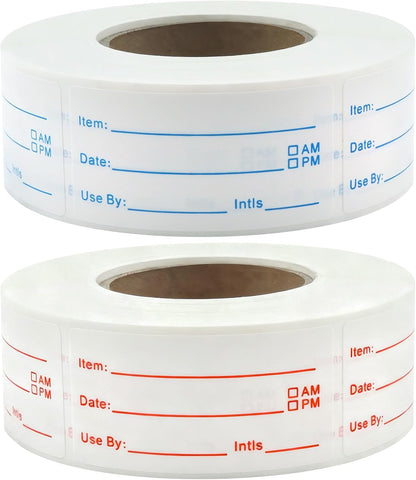 1200 Pieces Removable Food Labels Stickers, 2 Rolls 1x2 Inch | Freezer Labels for Food Containers, No-Residue, Easy Clean, Waterproof & Oil-Resistant Food Labels for Kitchen Restaurants