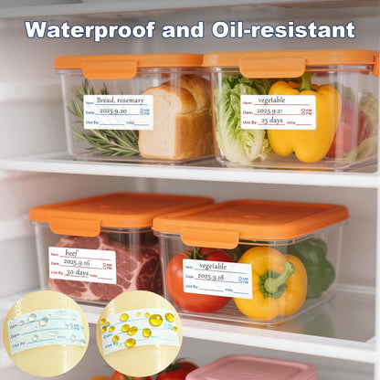 1200 Pieces Removable Food Labels Stickers, 2 Rolls 1x2 Inch | Freezer Labels for Food Containers, No-Residue, Easy Clean, Waterproof & Oil-Resistant Food Labels for Kitchen Restaurants