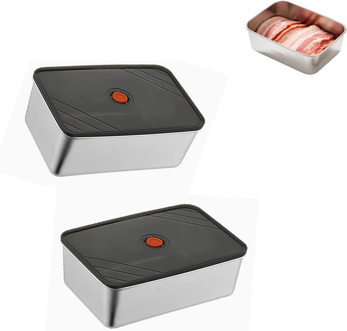 2pcs Meat Container for Fridge,Ham and Cheese Storage Box with Clear Lid & Silicone Seal,Deli Containers with lids Lunch Cheese Storage Cheese Container for Refrigerator Meat Organizer for fridge.