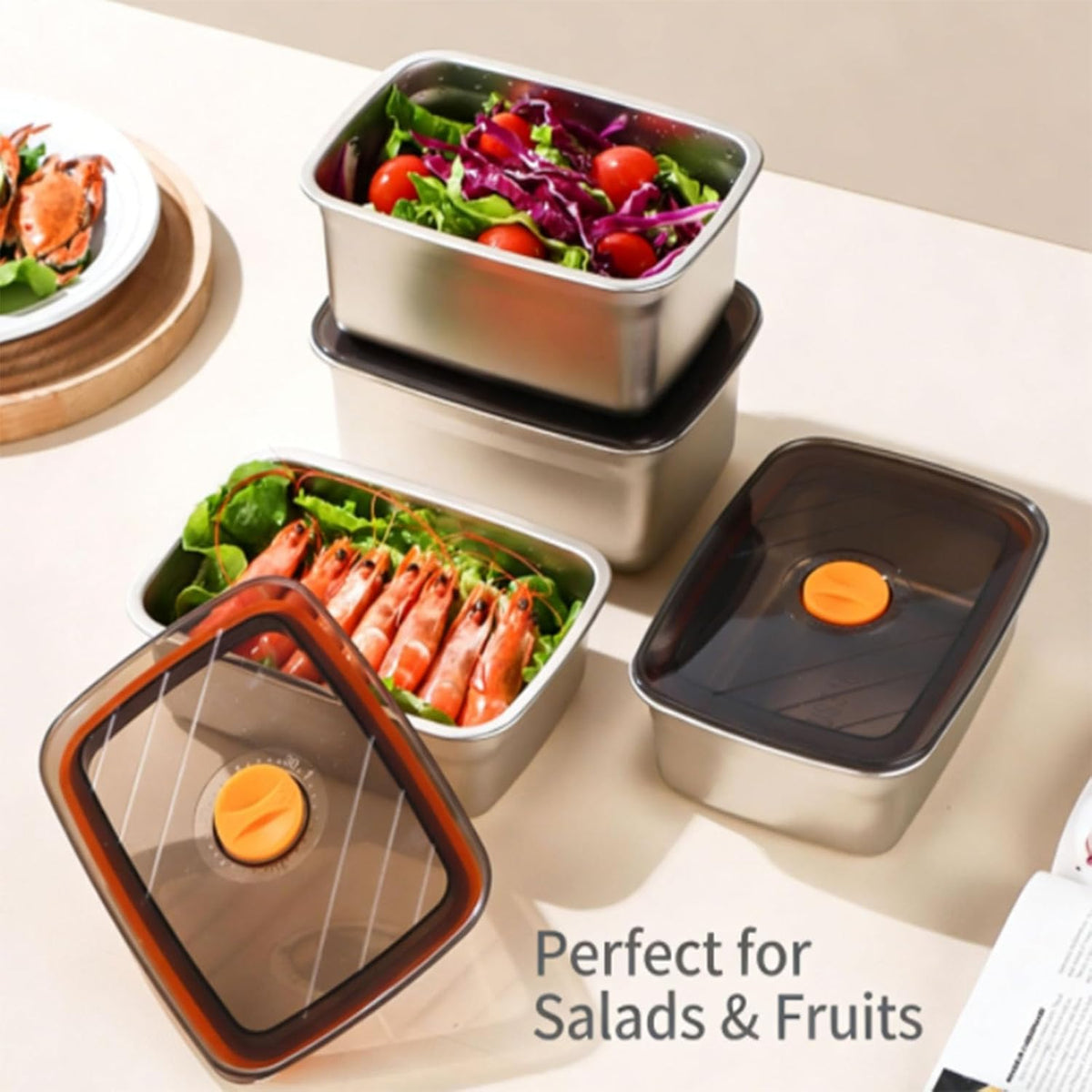 2pcs Meat Container for Fridge,Ham and Cheese Storage Box with Clear Lid & Silicone Seal,Deli Containers with lids Lunch Cheese Storage Cheese Container for Refrigerator Meat Organizer for fridge.