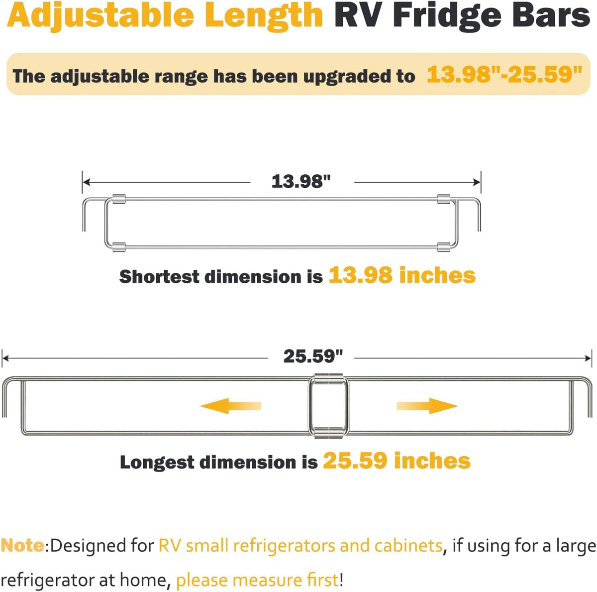 RV Fridge Bars, Refrigerator Tension Rods Adjustable