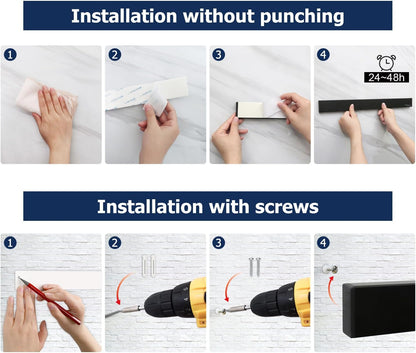 Dmore magnetic knife holder for wall—with 3 hooks, No Drilling, 16 Inch