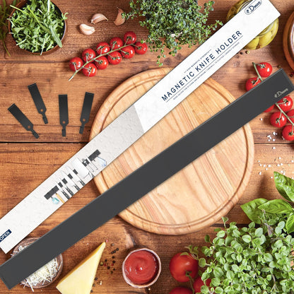 Dmore magnetic knife holder for wall—with 3 hooks, No Drilling, 16 Inch