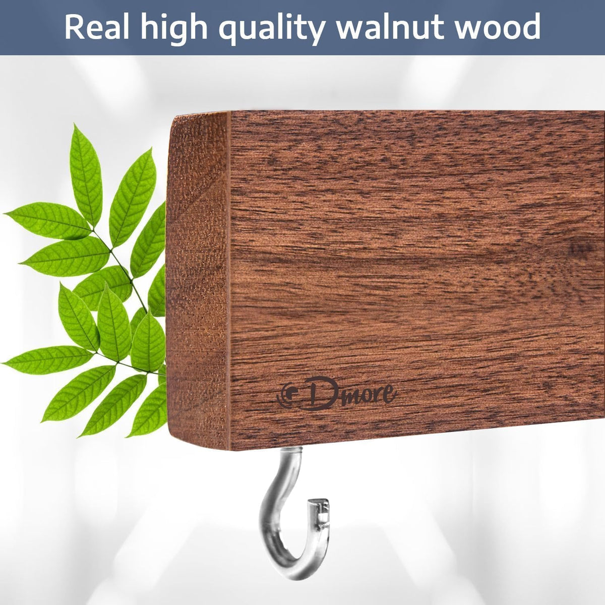 Dmore magnetic knife holder for wall—with 3 hooks, No Drilling, 16 Inch