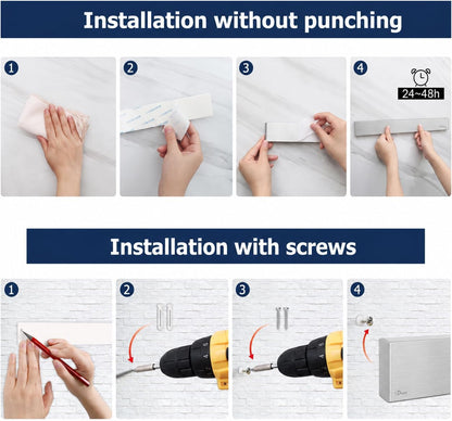 Dmore magnetic knife holder for wall—with 3 hooks, No Drilling, 16 Inch