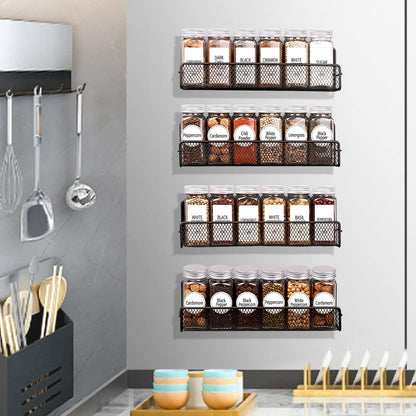 4 Pack Magnetic Spice Rack for Refrigerator, 24 Spice Jars, Labels