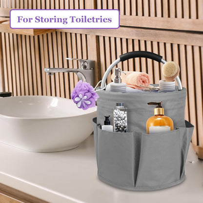 17L Cleaning Caddy with Handle and 6 Pockets, Foldable Cleaning Supply Caddy, Portable Shower Caddy in 600D Oxford Fabric, Multifunctional Storage Basket for Camping, Gardening, Black