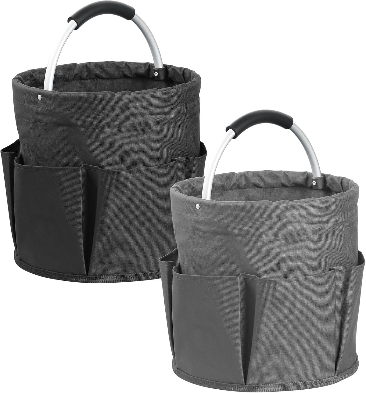17L Cleaning Caddy with Handle and 6 Pockets, Foldable Cleaning Supply Caddy, Portable Shower Caddy in 600D Oxford Fabric, Multifunctional Storage Basket for Camping, Gardening, Black