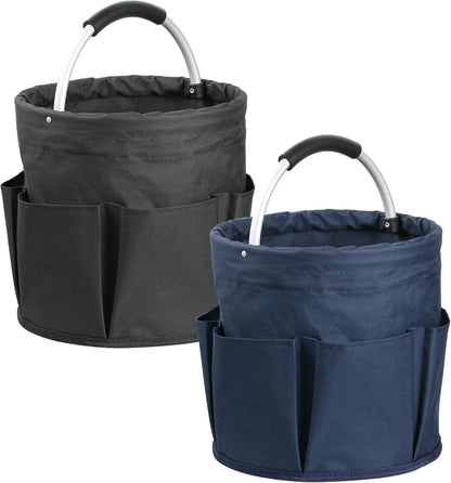 17L Cleaning Caddy with Handle and 6 Pockets, Foldable Cleaning Supply Caddy, Portable Shower Caddy in 600D Oxford Fabric, Multifunctional Storage Basket for Camping, Gardening, Black