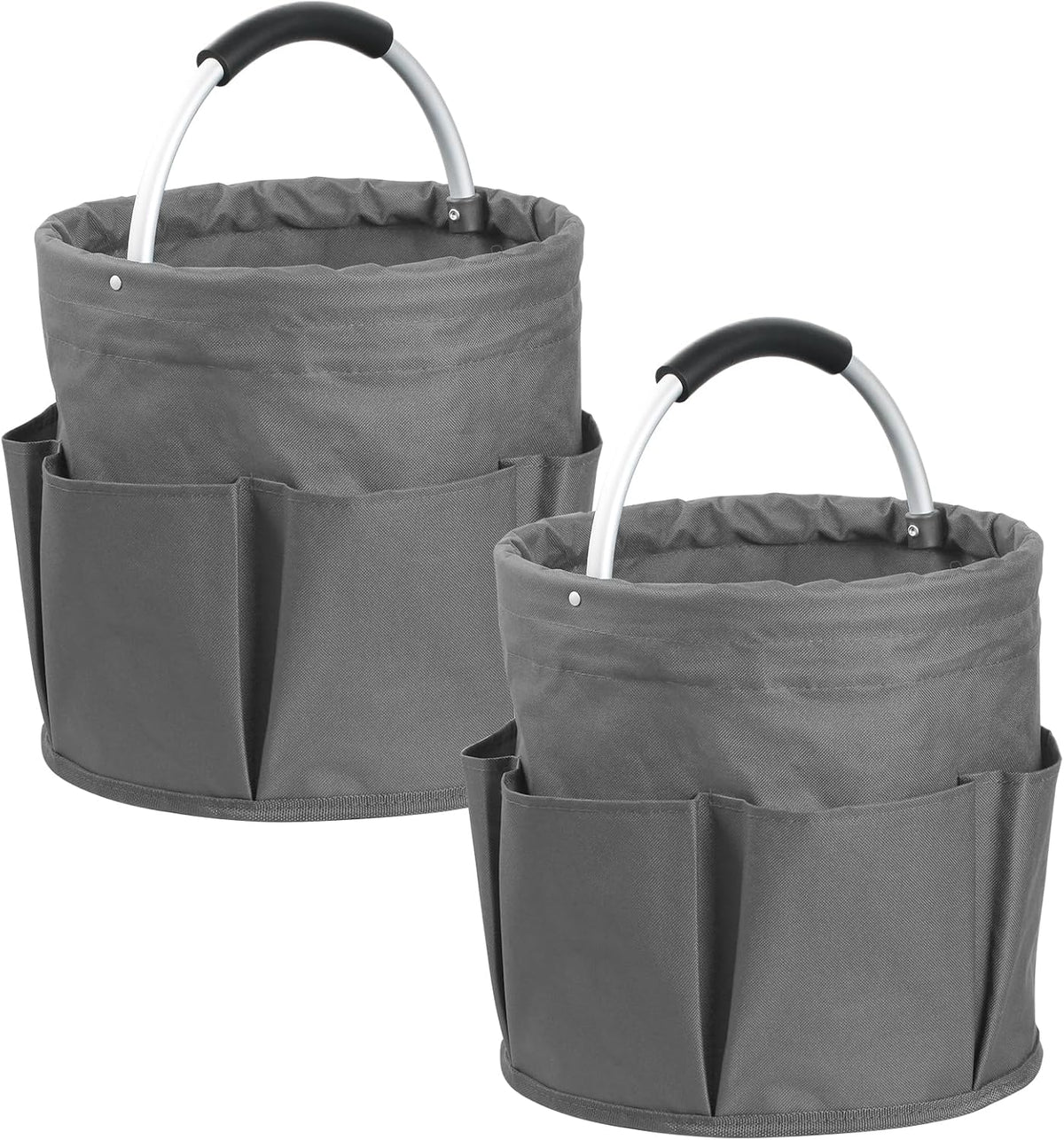 17L Cleaning Caddy with Handle and 6 Pockets, Foldable Cleaning Supply Caddy, Portable Shower Caddy in 600D Oxford Fabric, Multifunctional Storage Basket for Camping, Gardening, Black