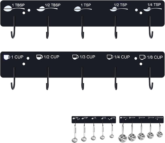 Premium Measuring Cups and Spoons Hanging Rack Screw Adhesive 2pcs