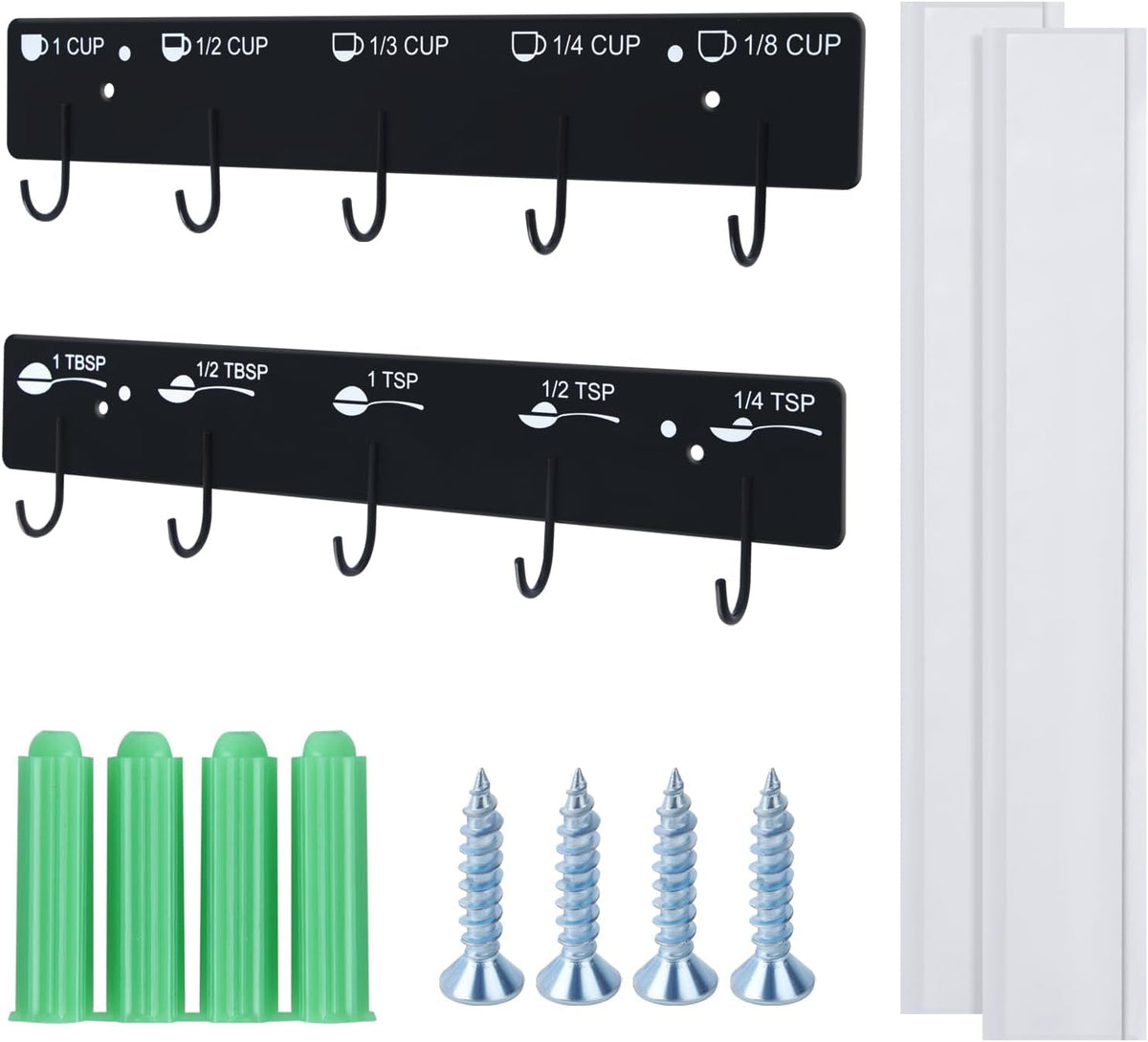 Premium Measuring Cups and Spoons Hanging Rack Screw Adhesive 2pcs