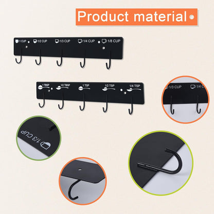 Premium Measuring Cups and Spoons Hanging Rack Screw Adhesive 2pcs
