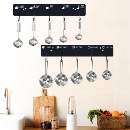 Premium Measuring Cups and Spoons Hanging Rack Screw Adhesive 2pcs