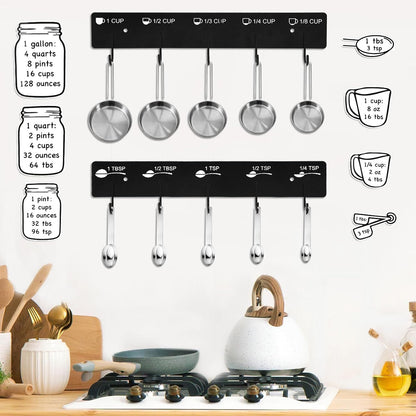 Premium Measuring Cups and Spoons Hanging Rack Screw Adhesive 2pcs