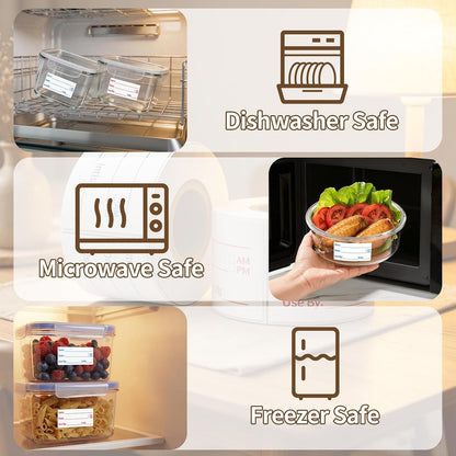 300 Labels Removable Food Labels, 1 x 2 Kitchen Labels 150 Labels per Roll, Date Stickers for Freezer, Refrigerator Food Containers, No Residue(2 Rolls, 2 Colors)