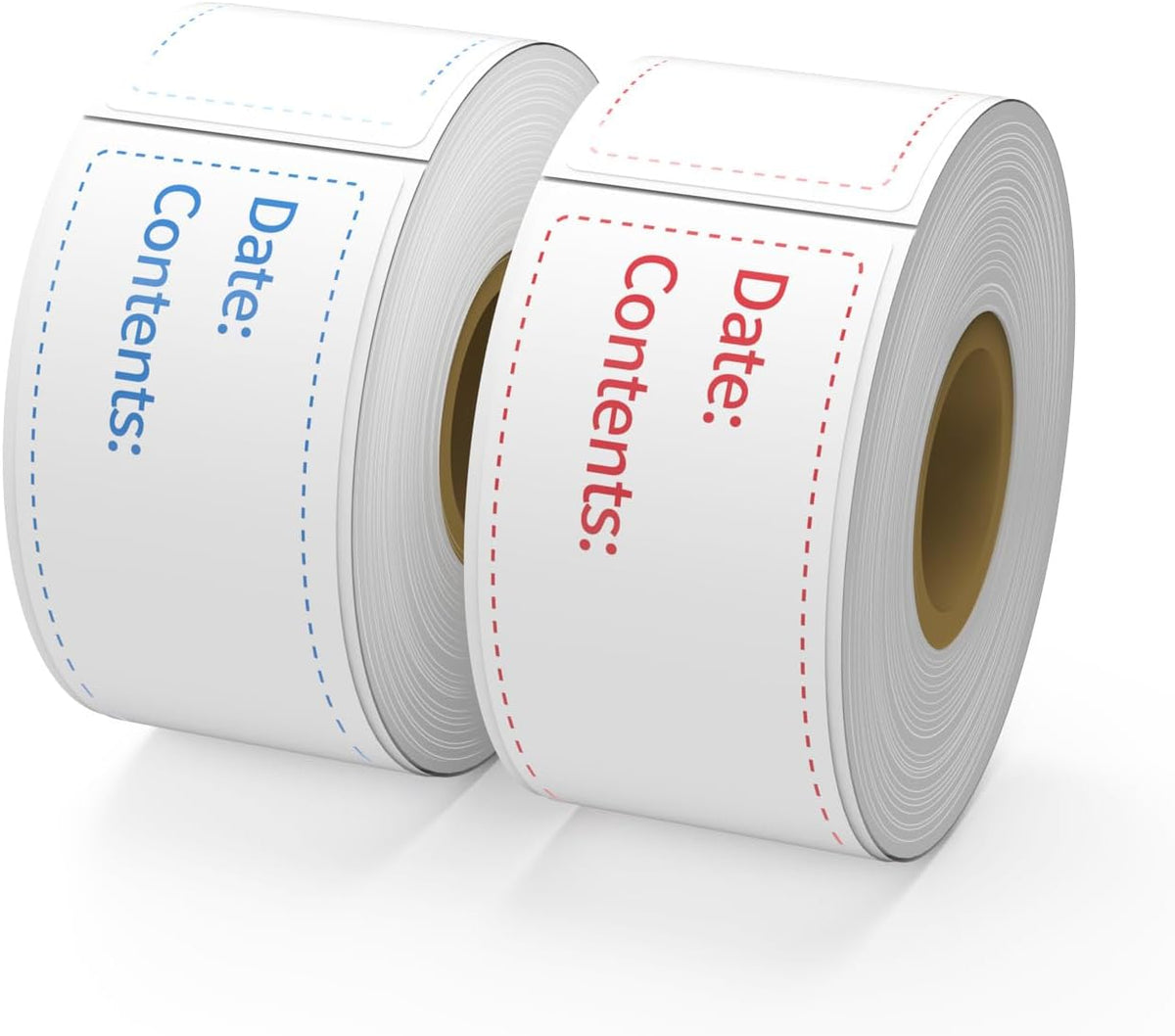 300 Labels Removable Food Labels, 1 x 2 Kitchen Labels 150 Labels per Roll, Date Stickers for Freezer, Refrigerator Food Containers, No Residue(2 Rolls, 2 Colors)