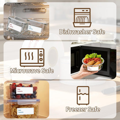 300 Labels Removable Food Labels, 1 x 2 Kitchen Labels 150 Labels per Roll, Date Stickers for Freezer, Refrigerator Food Containers, No Residue(2 Rolls, 2 Colors)