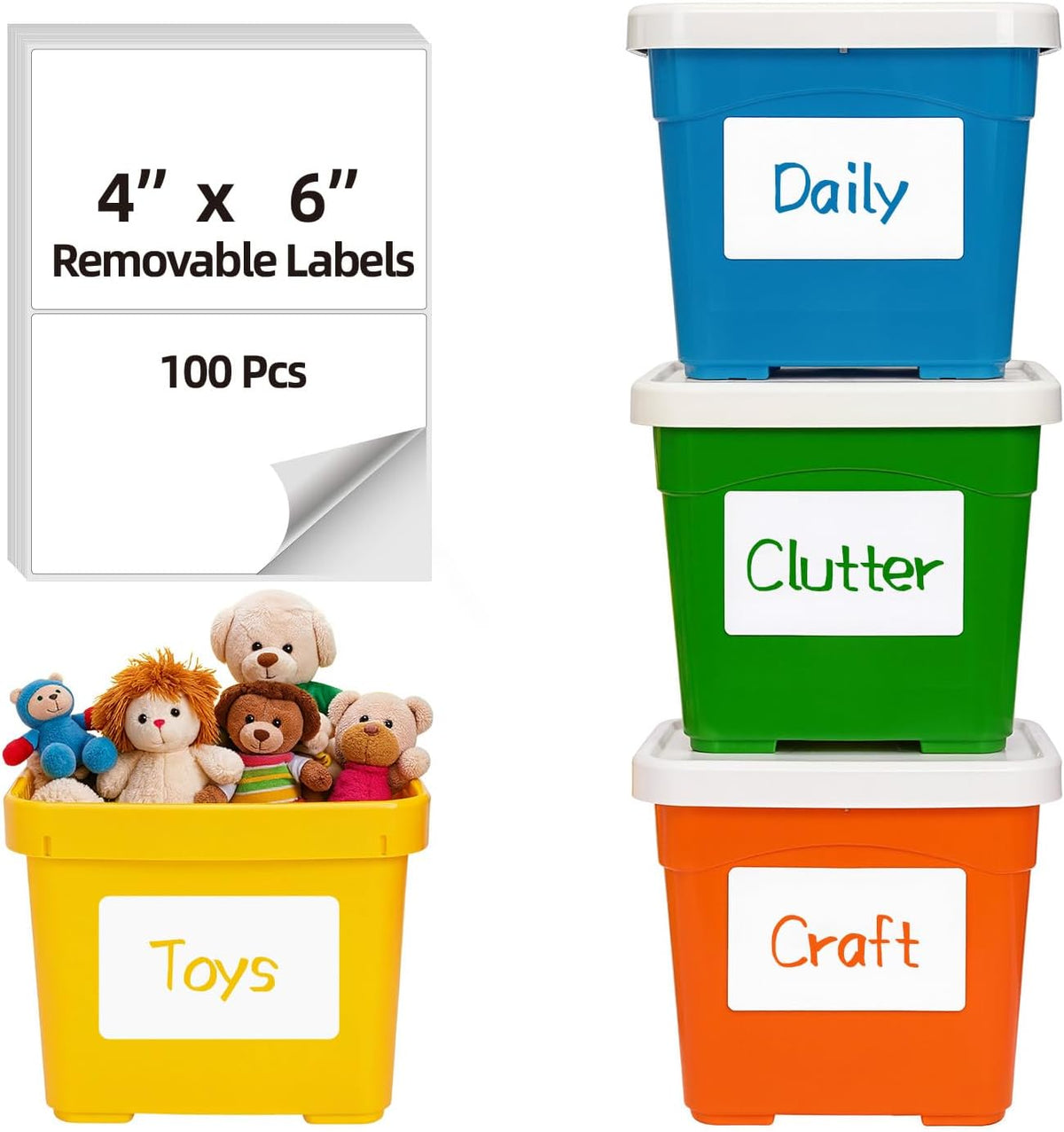300 Labels Removable Food Labels, 1 x 2 Kitchen Labels 150 Labels per Roll, Date Stickers for Freezer, Refrigerator Food Containers, No Residue(2 Rolls, 2 Colors)