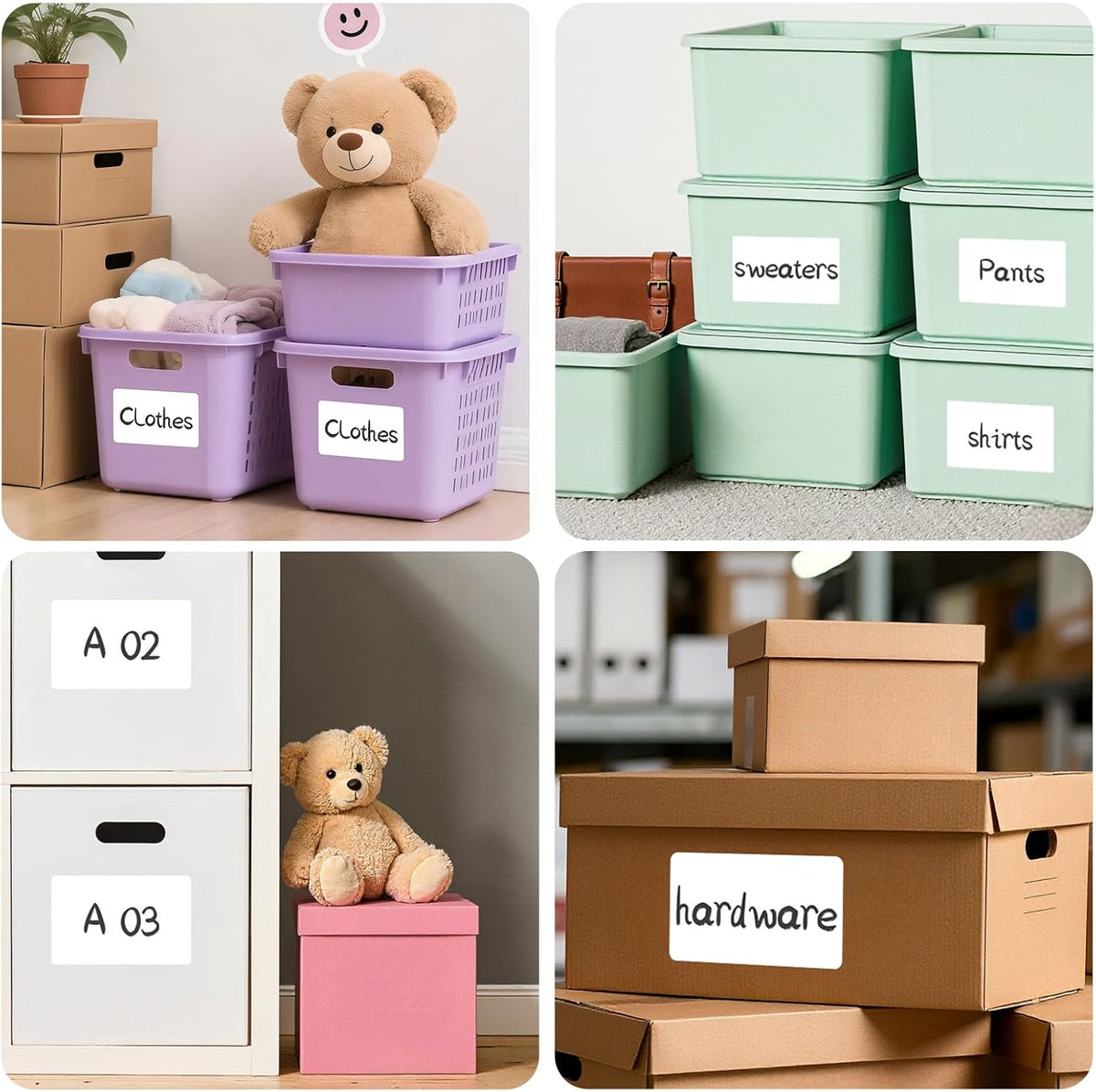 300 Labels Removable Food Labels, 1 x 2 Kitchen Labels 150 Labels per Roll, Date Stickers for Freezer, Refrigerator Food Containers, No Residue(2 Rolls, 2 Colors)
