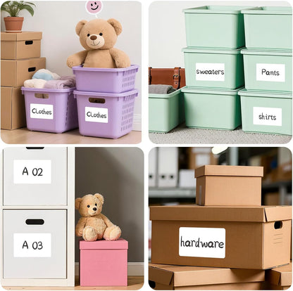 300 Labels Removable Food Labels, 1 x 2 Kitchen Labels 150 Labels per Roll, Date Stickers for Freezer, Refrigerator Food Containers, No Residue(2 Rolls, 2 Colors)