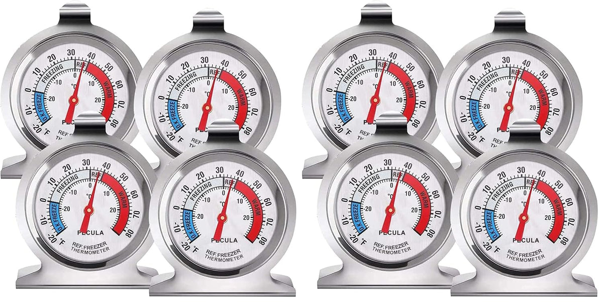 Refrigerator Thermometer, 30-30°C/20-80°F, Classic Fridge Thermometer Large Dial with Red Indicator Thermometer for Freezer Refrigerator Cooler