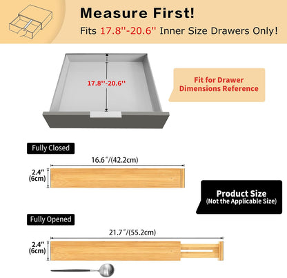 4 Pcs Bamboo Kitchen Drawer Dividers, Large Drawers Organizers