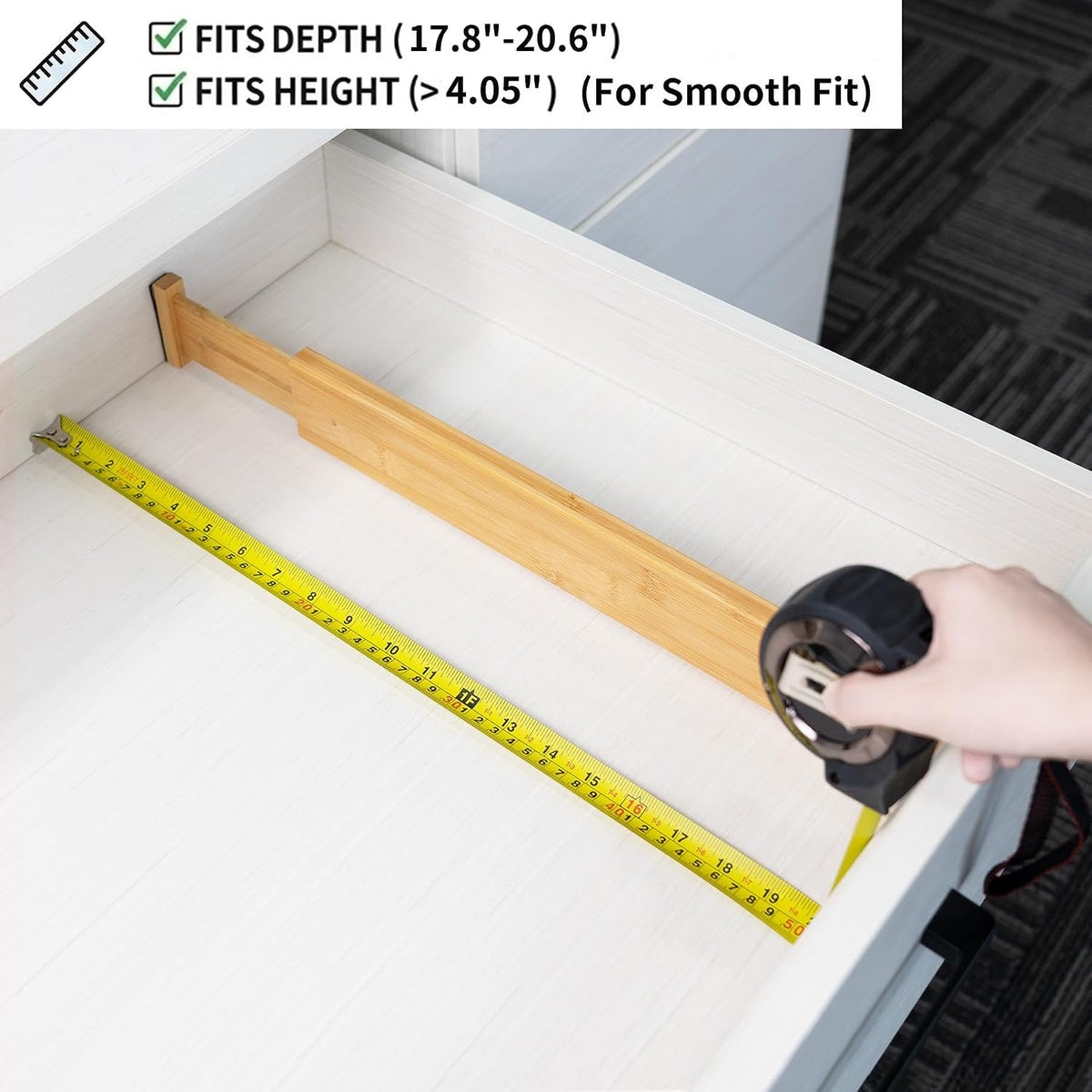 4 Pcs Bamboo Kitchen Drawer Dividers, Large Drawers Organizers