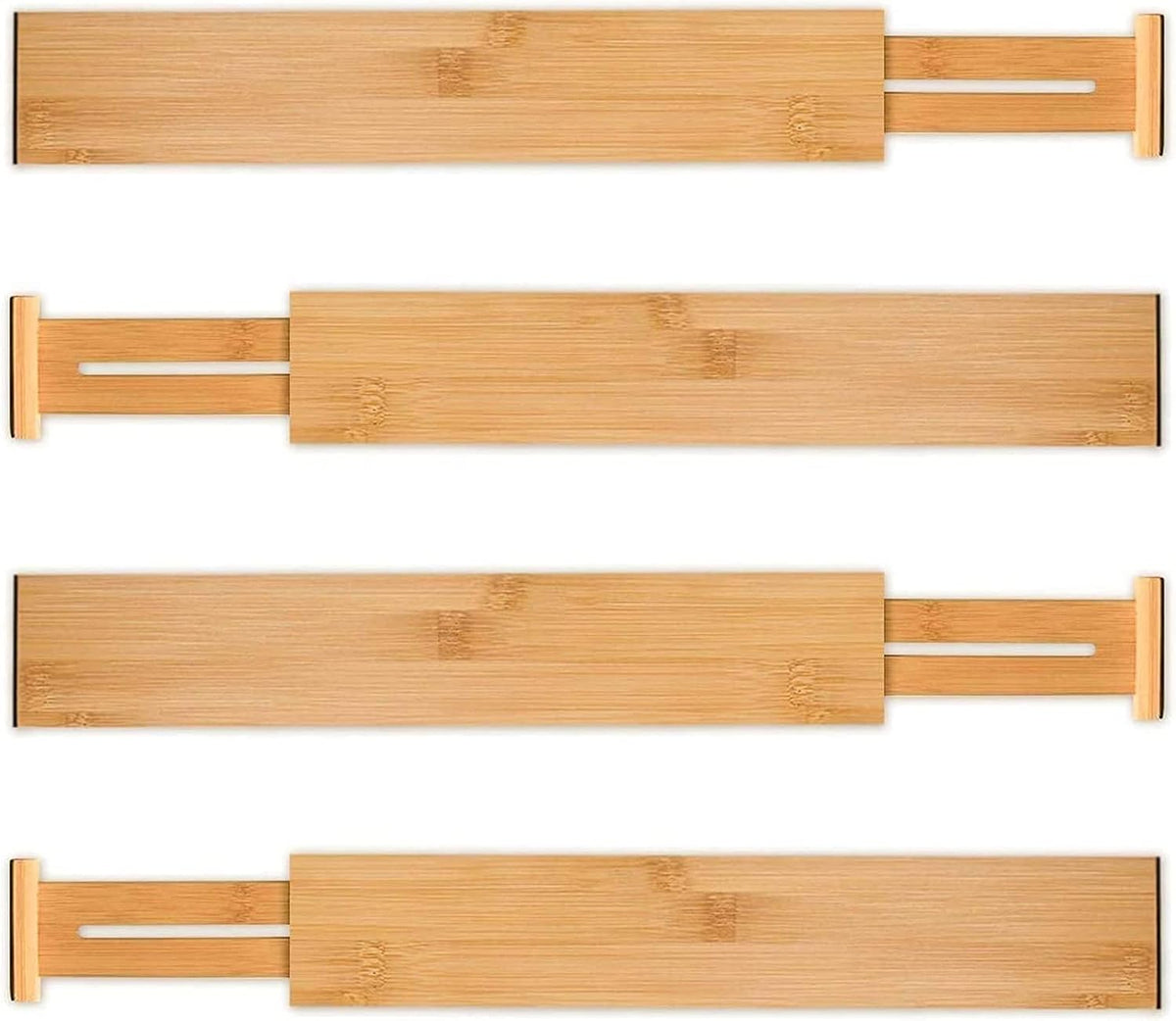 4 Pcs Bamboo Kitchen Drawer Dividers, Large Drawers Organizers