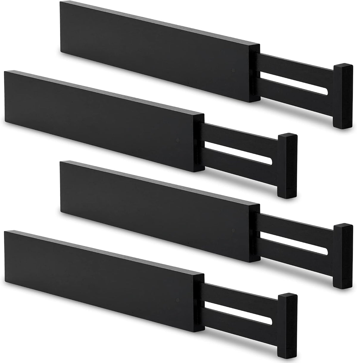 4 Pcs Bamboo Kitchen Drawer Dividers, Large Drawers Organizers