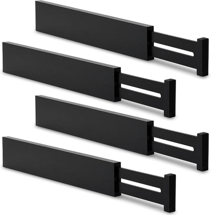 4 Pcs Bamboo Kitchen Drawer Dividers, Large Drawers Organizers