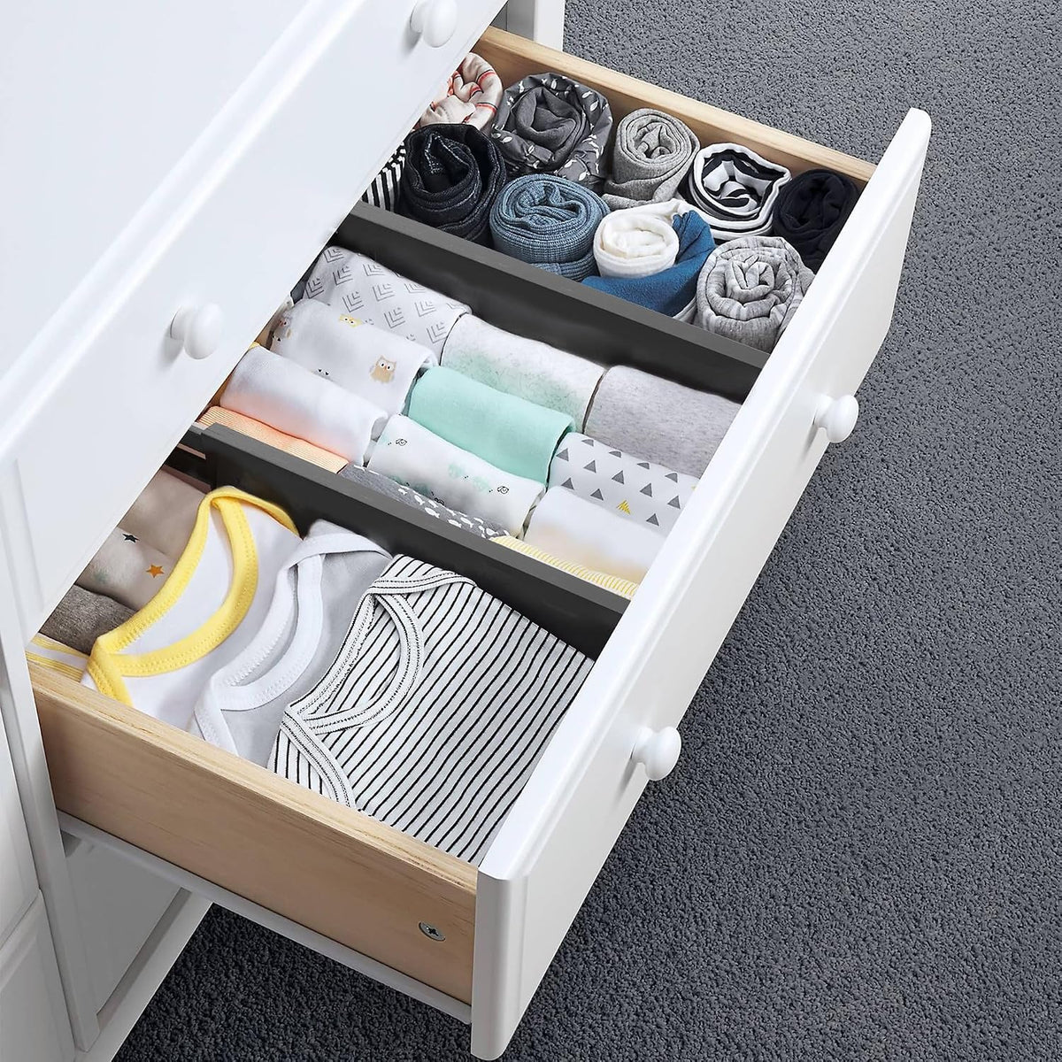 4 Pcs Bamboo Kitchen Drawer Dividers, Large Drawers Organizers