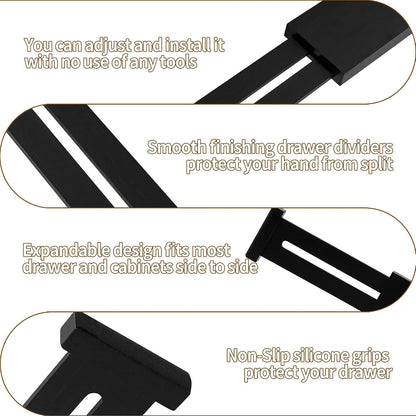 4 Pcs Bamboo Kitchen Drawer Dividers, Large Drawers Organizers