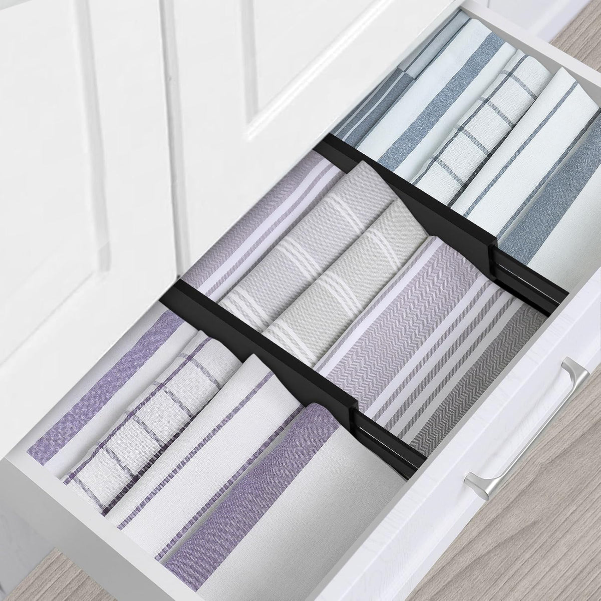 4 Pcs Bamboo Kitchen Drawer Dividers, Large Drawers Organizers
