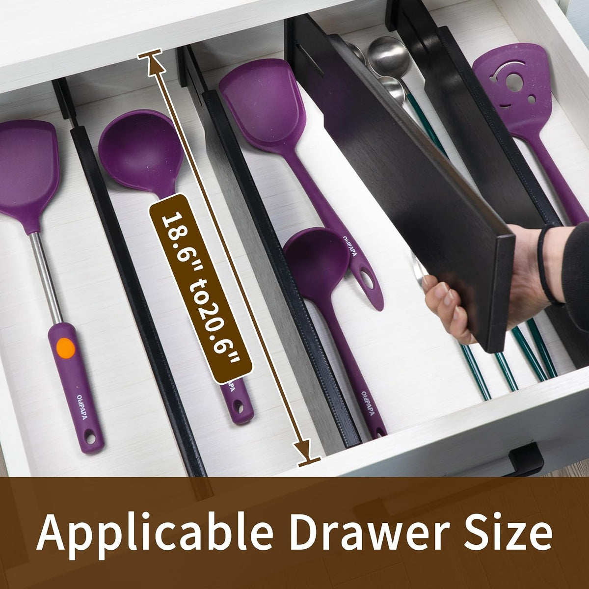 4 Pcs Bamboo Kitchen Drawer Dividers, Large Drawers Organizers