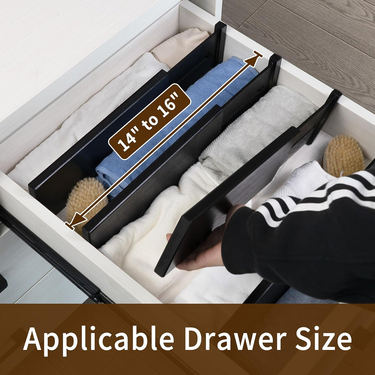 4 Pcs Bamboo Kitchen Drawer Dividers, Large Drawers Organizers