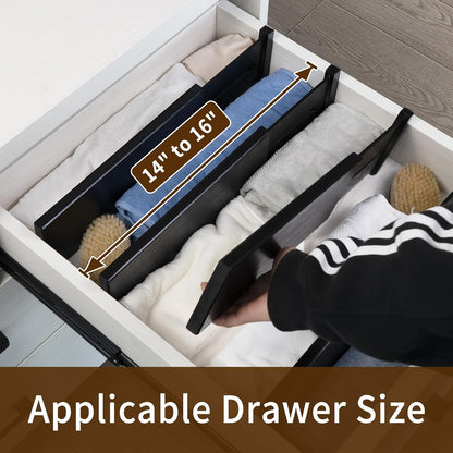 4 Pcs Bamboo Kitchen Drawer Dividers, Large Drawers Organizers