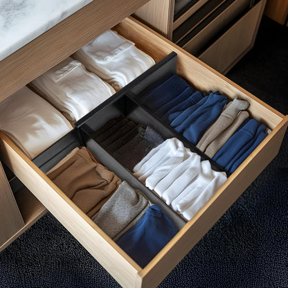 4 Pcs Bamboo Kitchen Drawer Dividers, Large Drawers Organizers